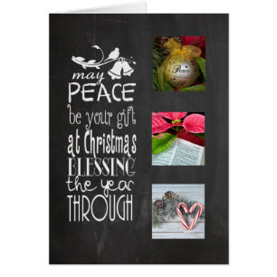 Blackboard Christmas frame with holiday photos Cards