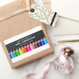 Blackboard Colored Pencils Teacher Library Rectangular Sticker