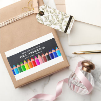 Blackboard Colored Pencils Teacher Library Rectangular Sticker