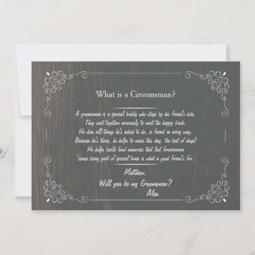 Blackboard Groomsman Request Card