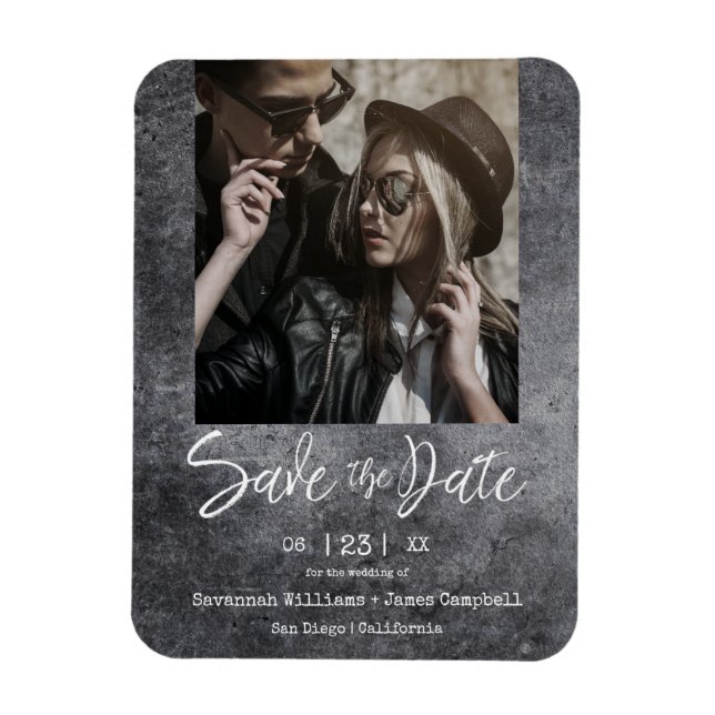 Blackboard Grunge Engagement Couple Dirty Texture Magnet (Vertical)