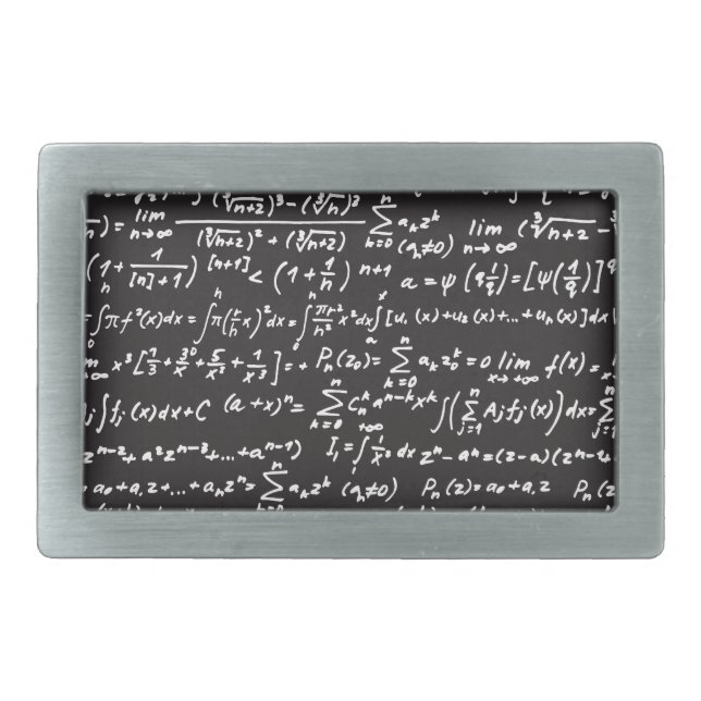 Blackboard Math Equations Rectangular Belt Buckle (Front)