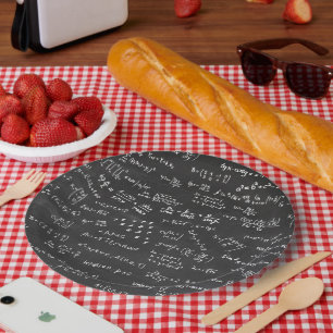 Blackboard Math Formulas And Numbers Paper Plates