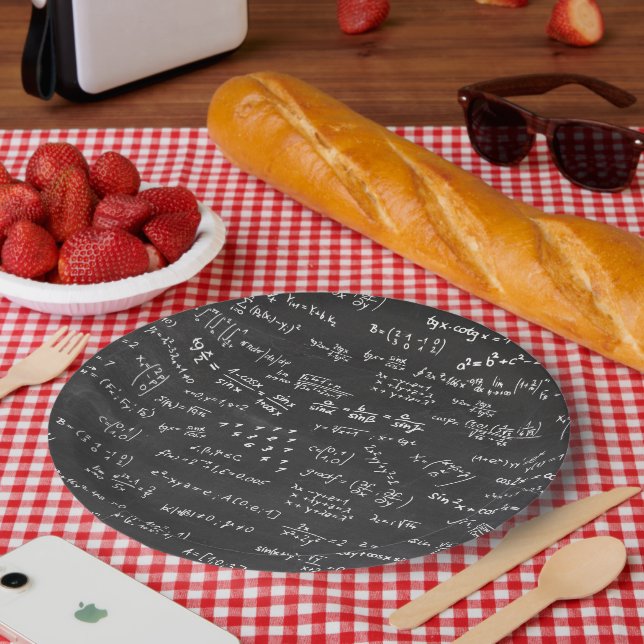 Blackboard Math Formulas And Numbers Paper Plates (Picnic)