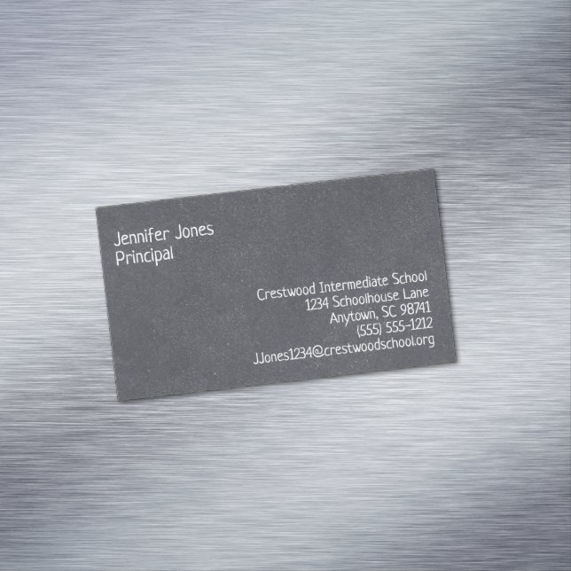 Blackboard Style Seven Line Custom Chalkboard Business Card Magnet (In Situ)