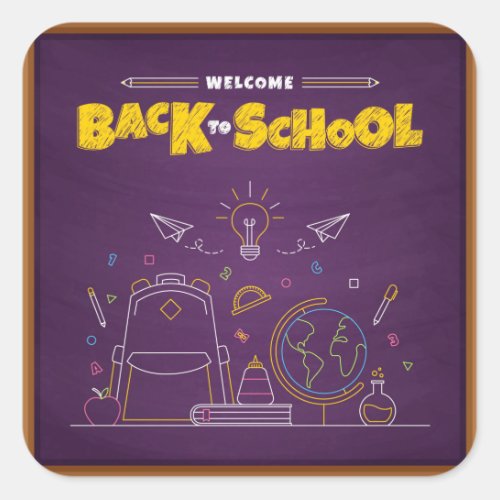 Blackboard Style Welcome Back to School Square Sticker