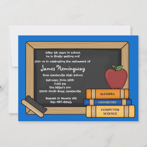 Blackboard Teachers Retirement YOU PICK COLOR Invitation