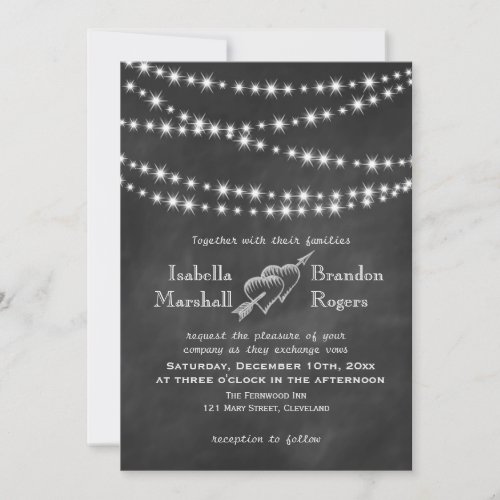 Blackboard Twinkle Lights Wedding Invitation