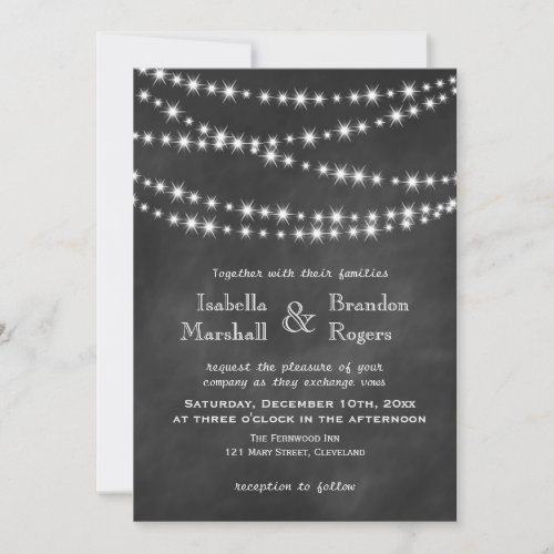Blackboard Twinkle Lights Wedding Invitation 2