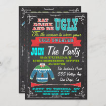 Blackboard Ugly sweater Christmas Party Invites