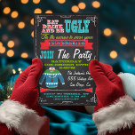 Blackboard Ugly sweater Christmas Party Invites<br><div class="desc">Super fun ugly sweater Christmas party done in a chalkboard style. Modern lettering, banners and an ugly sweater against a blackboard background. The back is a great as the front with old Retro Santa Claus clip art and party information. Hand drawn illustration by McBooboo. To make more changes go to...</div>