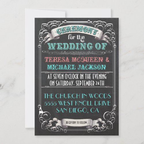 Blackboard Vintage Wedding Invitations