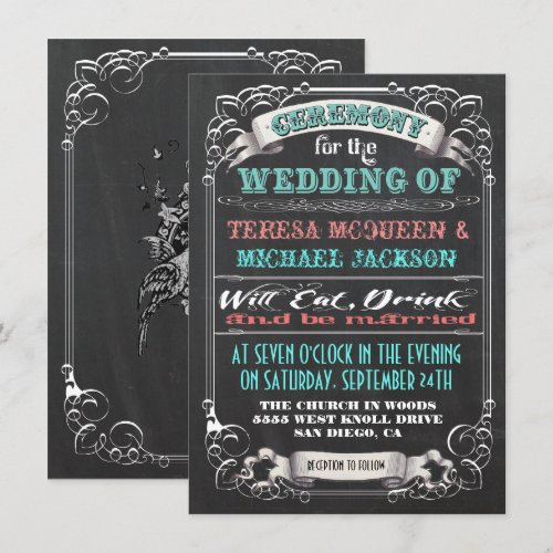 Blackboard Vintage Wedding Invitations