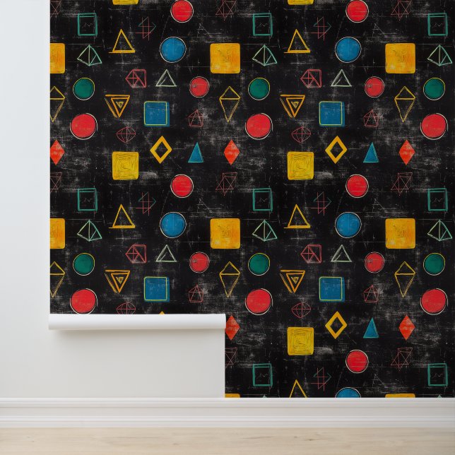 Blackboard wallpaper with learning shapes wallpaper  (Application)