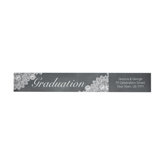 Blackboard & White Lace Graduation Invitation  Wrap Around Label (Individual)