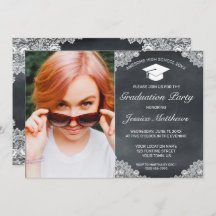 Blackboard & White Lace Graduation Photo