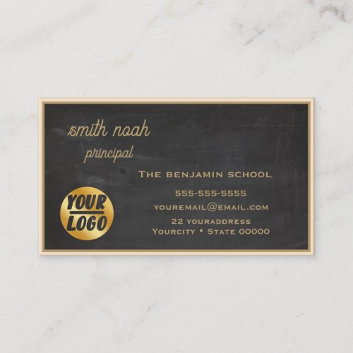 Blackboard with frame gold Custom Professional  Business Card