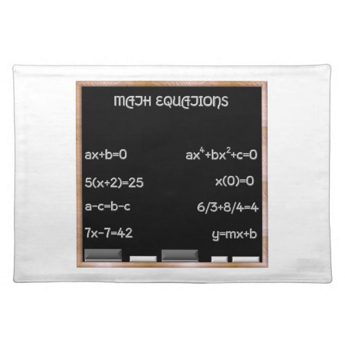 Blackboard with Math Equations Cloth Placemat