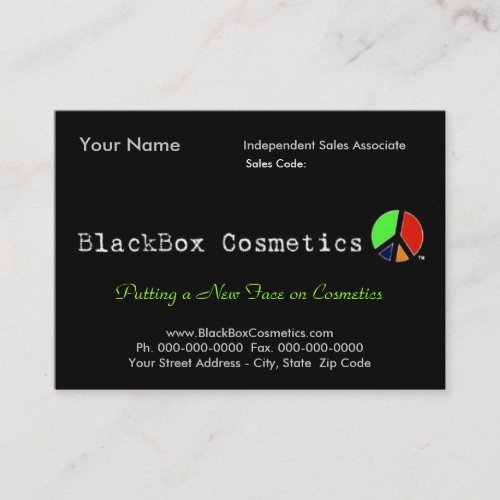 BlackBox Cosmetics, Independent Sales Associ... Business Cards