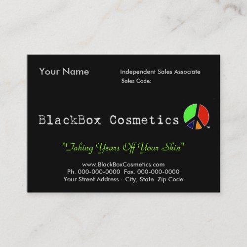 BlackBox Cosmetics, Independent Sales Associ... Business Cards