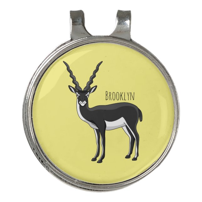 Blackbuck antelope illustration golf hat clip (Front)