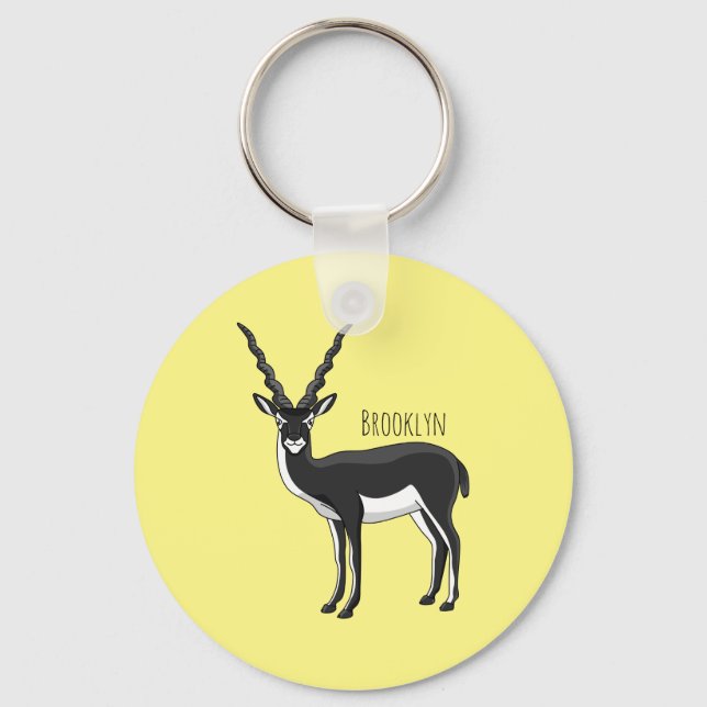 Blackbuck antelope illustration keychain (Front)