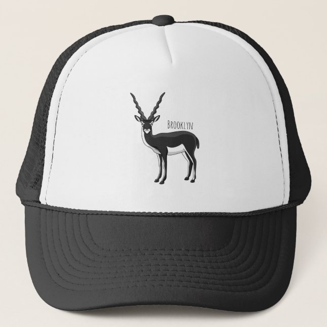 Blackbuck antelope illustration trucker hat (Front)