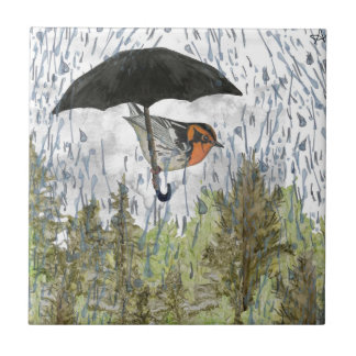 Blackburnian Warbler Bird Rainy Ceramic Tile