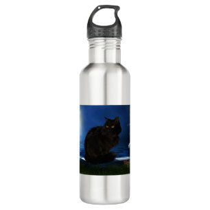 Blackcat Cat Black Domestic Animal Stainless Steel Water Bottle