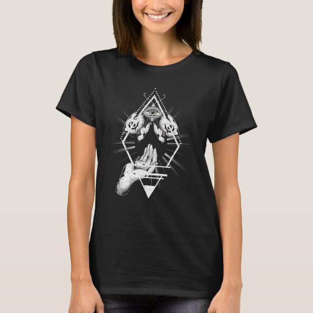 Blackcraft All Seeing Eye Insect Moth Hamsa Hands  T-Shirt (Front)