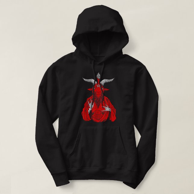 Blackcraft AntiChrist Goat Satan Baphome for Athei Hoodie (Design Front)