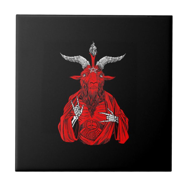 Blackcraft Antichrist Goat Satan Baphomet Ceramic Tile (Front)