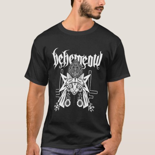 Blackcraft Behemeow Cute Satanic Death Metal Cat T_Shirt