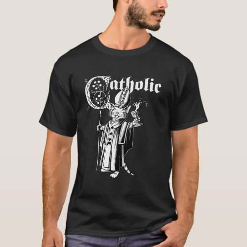 Blackcraft Cat Catholic Drunken Cat Dressed As Pop T_Shirt