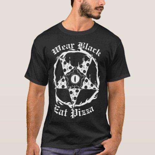 Blackcraft Wear Black Eat Pizza Baphometh Pentagra T_Shirt