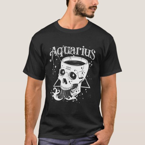 Blackcraft Zodiac Sign Aquarius Skull Coven Witch T_Shirt