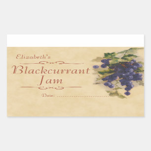 Blackcurrant jam or canning rectangular sticker