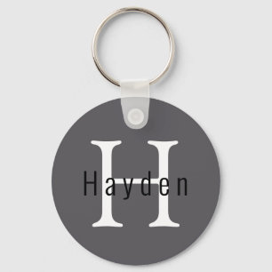 Blackened Pearl Modern Custom Monogram Simple Cute Keychain