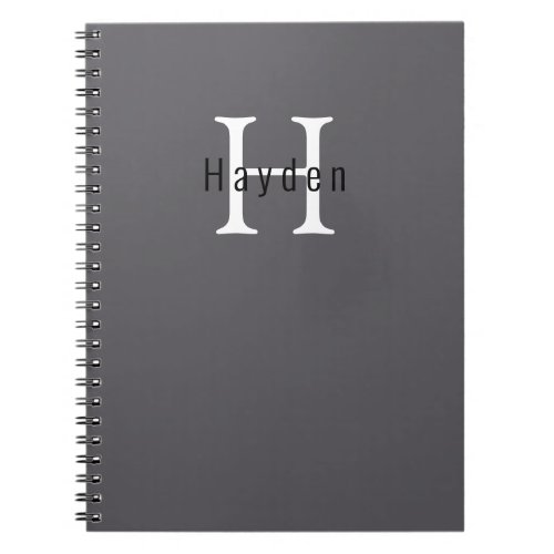 Blackened Pearl Modern Monogram Cute Trendy Notebook