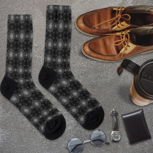 Blackened sparkling floral art socks