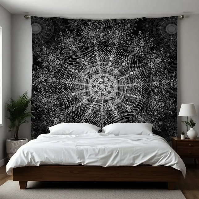 Blackened Sparkling floral art Tapestry (Creator Uploaded)