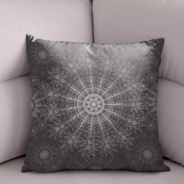 Blackened Sparkling floral art Throw Pillow (Creator Uploaded)