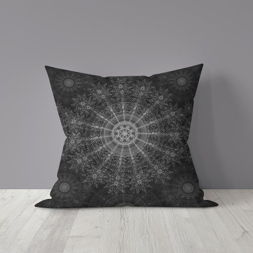 Blackened Sparkling floral art Throw Pillow