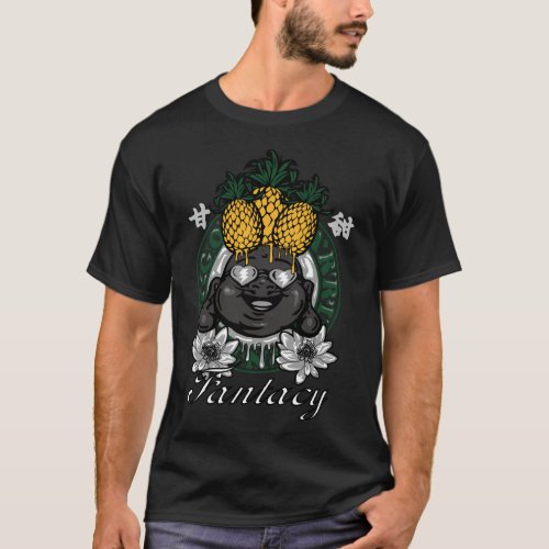Blackface man with melted pineapples on head T_Shirt