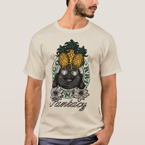 Blackface man with melted pineapples on head T_Shirt