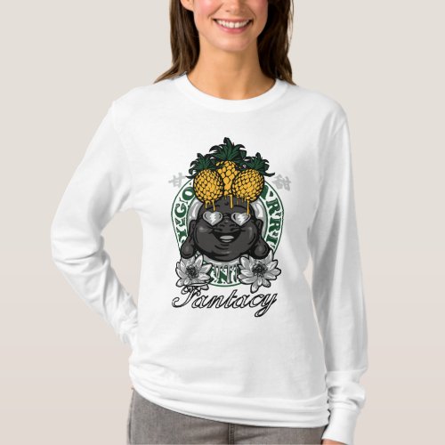 Blackface man with melted pineapples on head T_Shirt