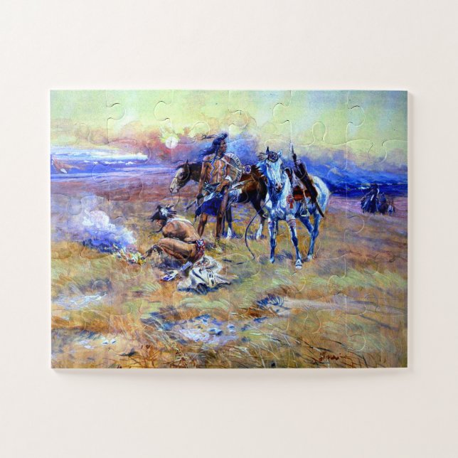 Blackfeet Buffalo Range Charles M Russell 1905 Jigsaw Puzzle (Horizontal)