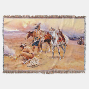 “Blackfeet Burning Crow Buffalo Range” Throw Blanket