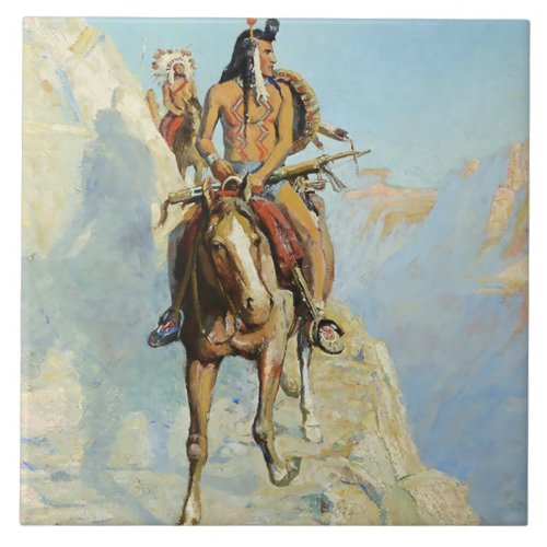 Blackfeet Indians on the Warpath by Philip Goodwin Ceramic Tile