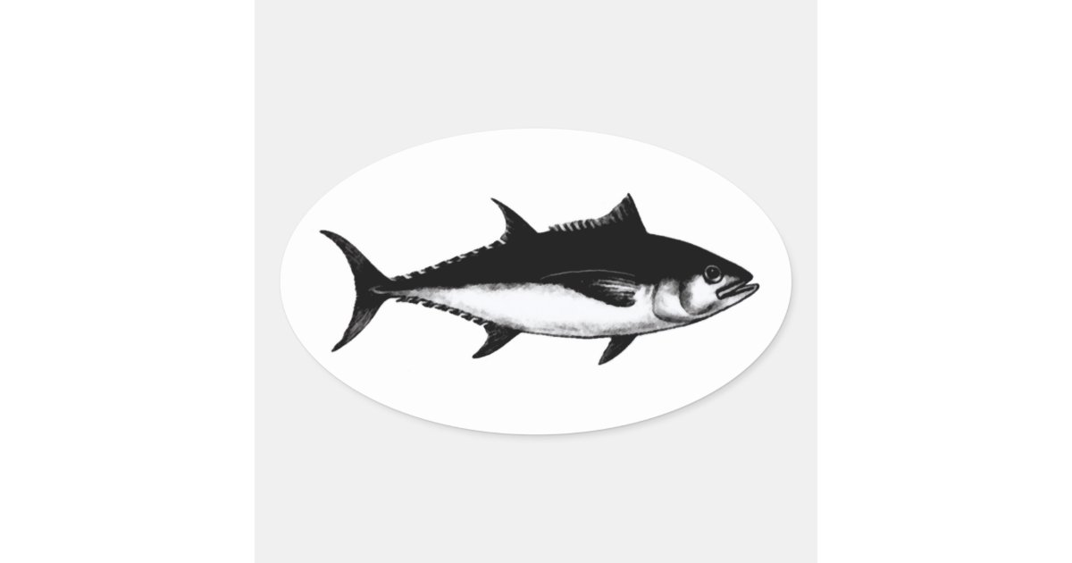 Blackfin Tuna (illustration) Oval Sticker | Zazzle